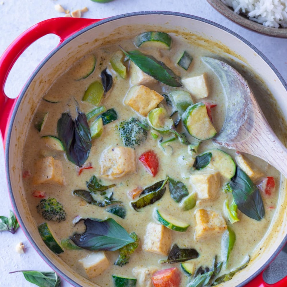 65. Vegetable Tofu in Coconut Green Curry